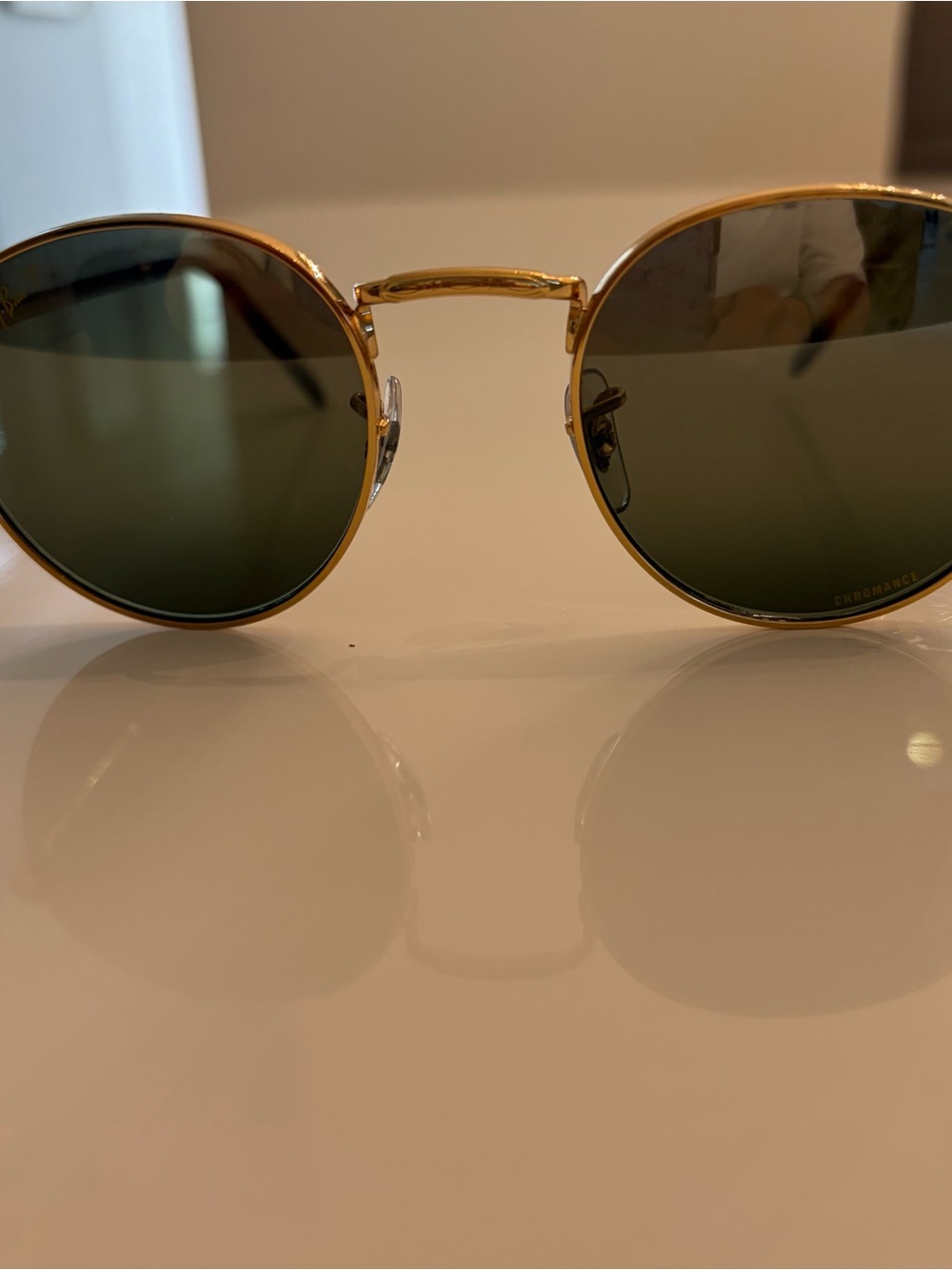 Ray-Ban Gold Frame Sunglasses with Green Lenses